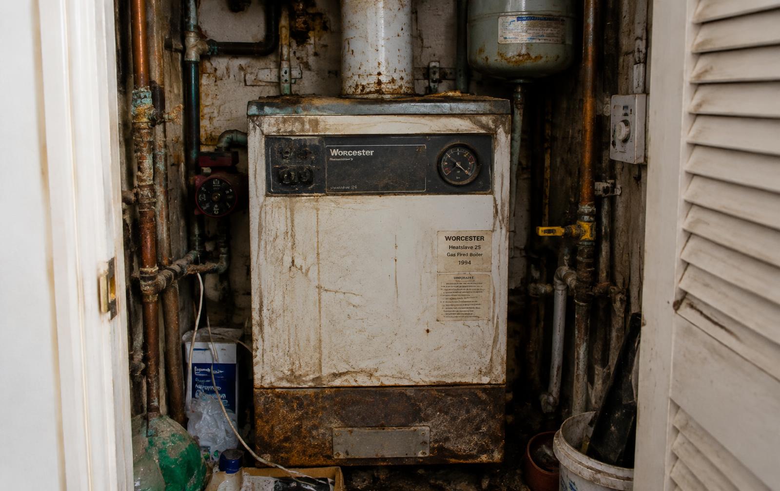 Before: old corroded boiler